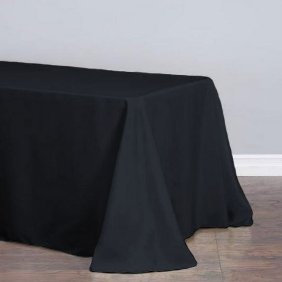 Efavormart 90x156" BLACK Wholesale Rectangle Polyester Round Corner Linen Wedding Party Restaurant Tablecloth