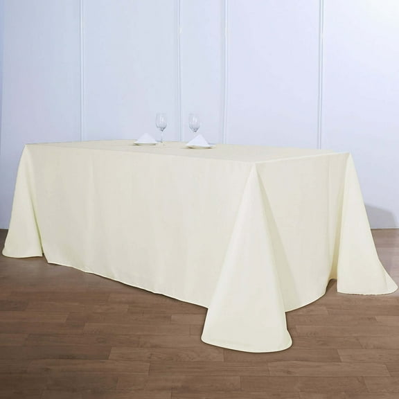 Efavormart 90x156" IVORY Wholesale Rectangle Polyester Round Corner Linen Wedding Party Restaurant Tablecloth