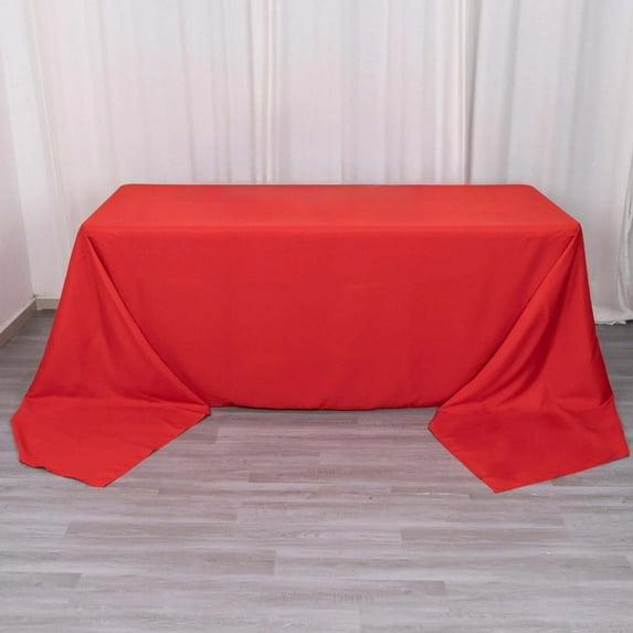 Efavormart 90x156" Seamless Premium Red 200 GSM Linens Polyester Rectangle Tablecloth Commercial Grade For Wedding Banquet Restaurant
