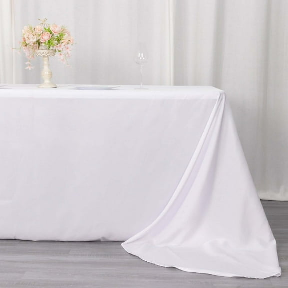 Efavormart 90x156" WHITE Wholesale Rectangle Polyester Round Corner Linen Wedding Party Restaurant Tablecloth
