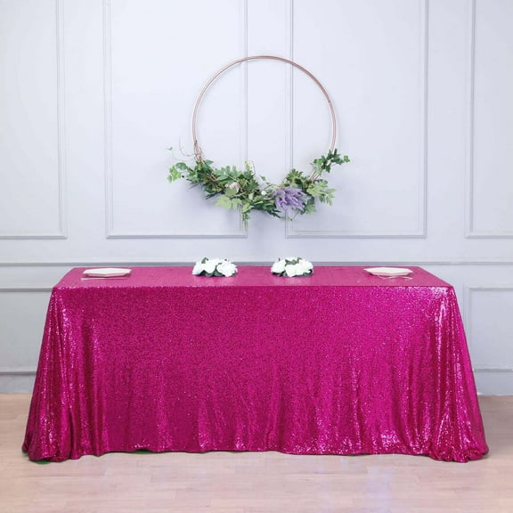 Efavormart 90x156" Wholesale Rectangle Table Cover Premium Sparkly SEQUIN Tablecloth For Banquet Wedding Party - Fushia