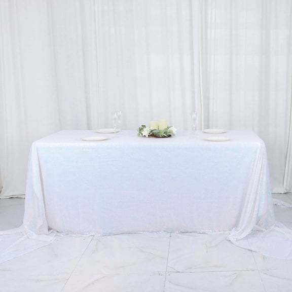 Efavormart 90x156" Wholesale Rectangle Table Cover Premium Sparkly SEQUIN Tablecloth For Banquet Wedding Party - Iridescent Blue