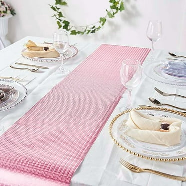 Efavormart 9Ft Glitter Paper Table Runner Roll, Disposable Table Runner with Circle Pattern- Rose Gold - Blush for Morden Stylish Wedding Party Holiday Celebration Table Setting Decoration