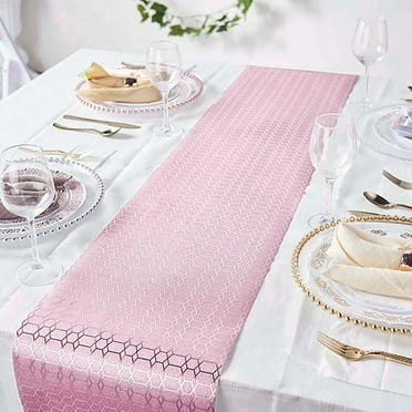 Efavormart 9Ft Glitter Paper Table Runner Roll, Disposable Table Runner with Geometric Honeycomb Design - Rose Gold - Blush for Morden Stylish Wedding Party Holiday Celebration Table Setting