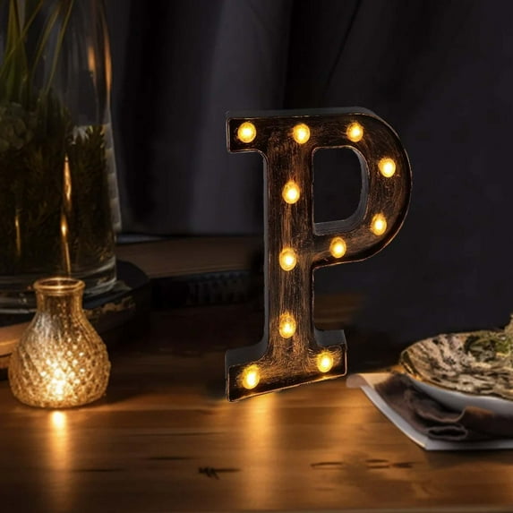 Efavormart Antique Black Industrial Style Letter "P", Vintage Style Alphabet Letter - 9"