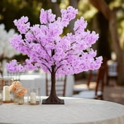 Efavormart Artificial Cherry Blossom Tree Centerpiece 3ft Lavender Lilac   Silk Sakura Wishing Tree with Metal Base