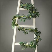 Efavormart 7FT 20 LED Artificial Green Ivy Leaf Garland, Battery Operated Fairy String Lights Flowers Party Wedding Wall Garden Plants Decor Indoor Outdoor Decoration