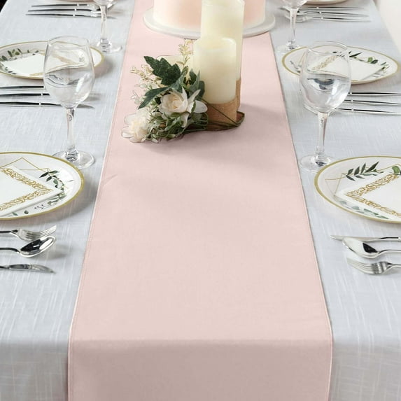 Efavormart BLUSH Premium Polyester Table Top Runner For Weddings Birthday Party Banquets Decor Fit Rectangle and Round Table