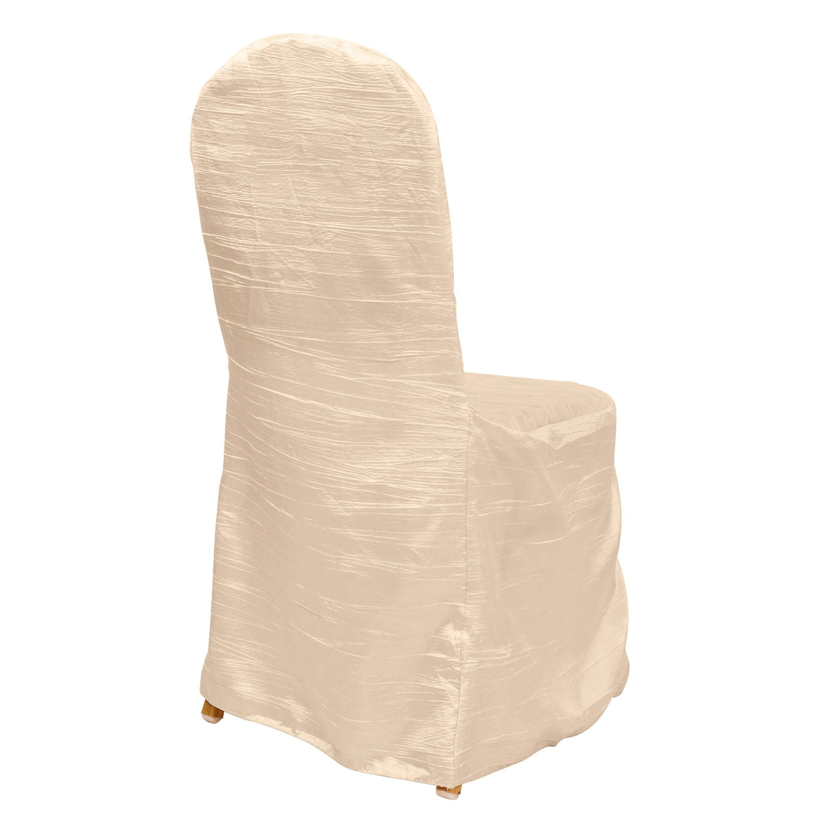 Efavormart Beige Crinkle Crushed Taffeta Banquet Chair Cover, Reusable Wedding Chair Cover ...