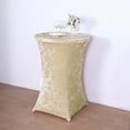 thumbnail image 1 of Efavormart Beige Crushed Velvet Stretch Fitted Round Highboy Cocktail Table Cover, 1 of 5