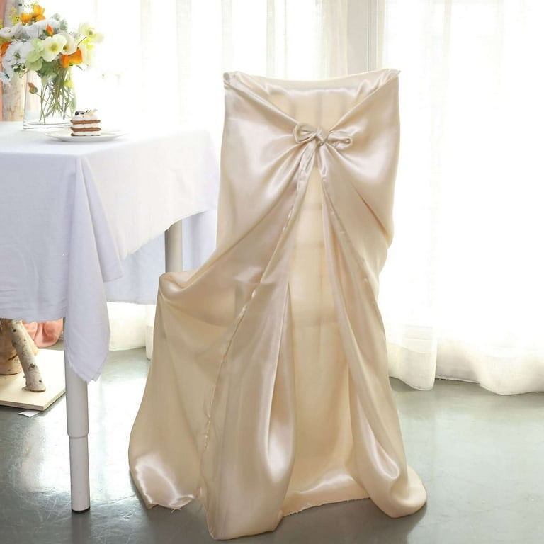 Efavormart Beige Chair Covers for Party Set Universal Satin Self