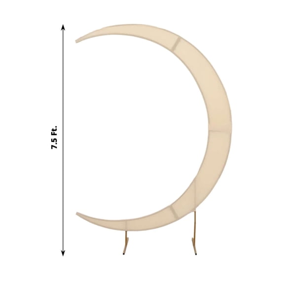 Efavormart Beige Spandex Crescent Moon Chiara Backdrop Stand Cover, Custom Fitted Wedding Arch Cover - 7.5ft