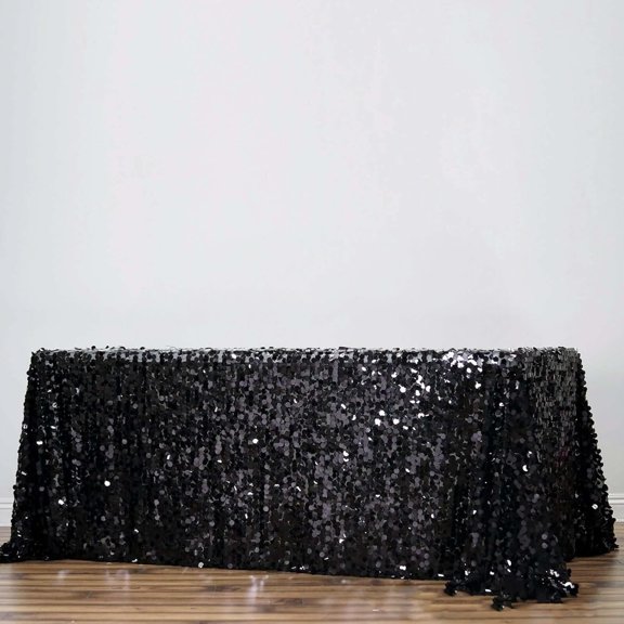 Efavormart Big Payette Burgundy Sequin Round Tablecloth Premium Collection (Black, 90"x156")
