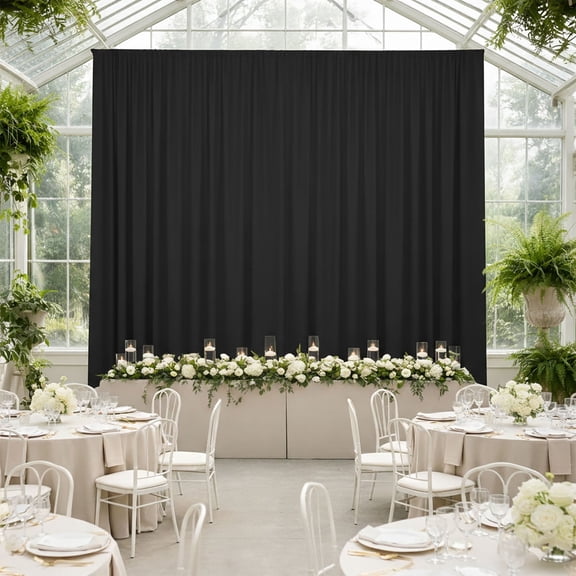 Efavormart Black 4-Way Stretch Spandex Backdrop Curtain, Wrinkle-Free Event Drapes with Rod Pockets - 5ft x 20ft