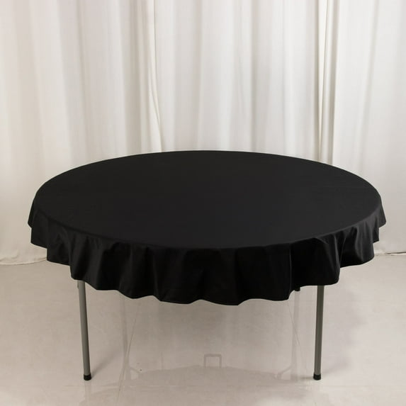Efavormart Black Premium Scuba Round Tablecloth, Wrinkle Free Polyester Seamless Tablecloth - 70"
