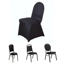 Efavormart Black Premium Spandex Stretch Fitted Banquet Chair Cover With Foot Pockets - 160GSM