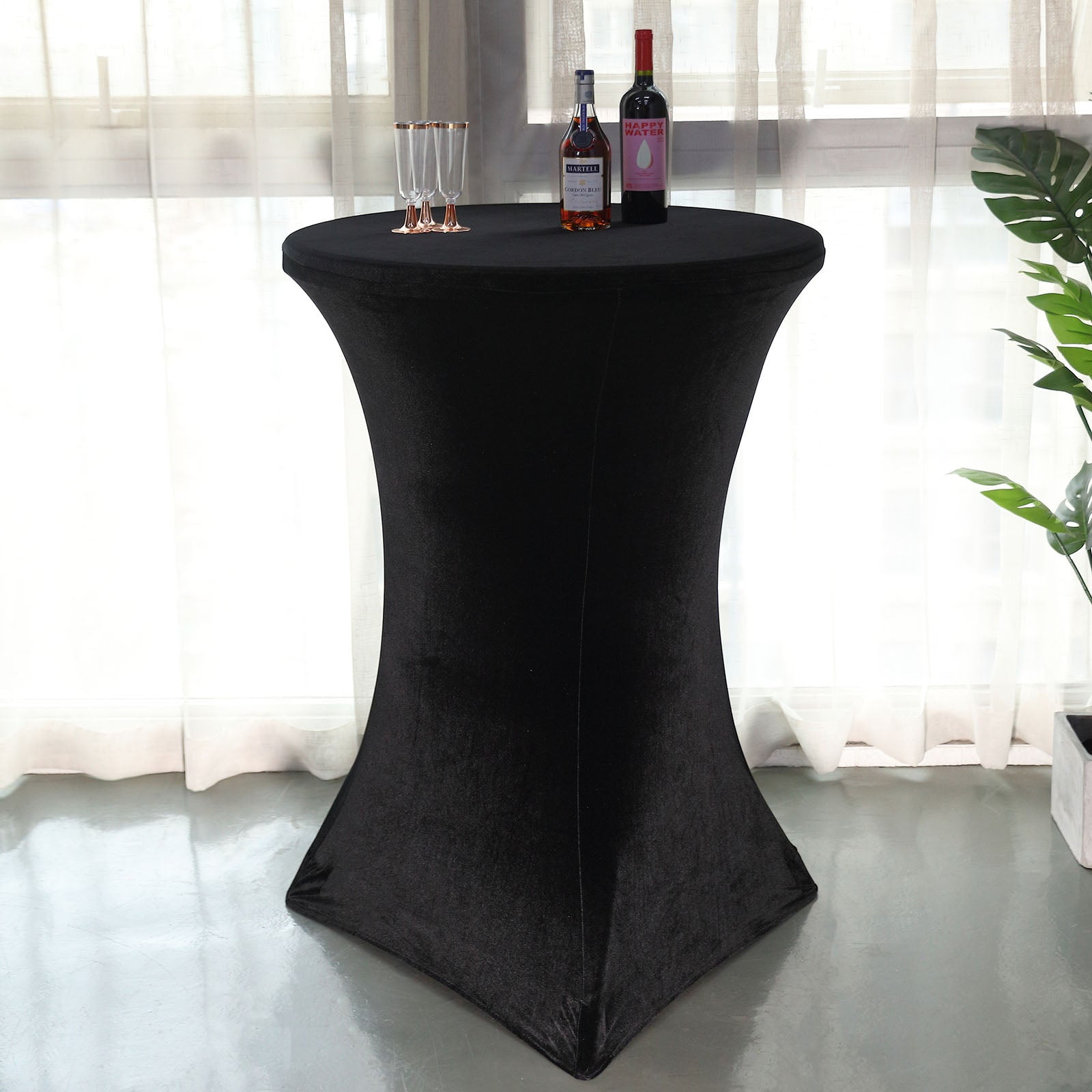 Efavormart Black Premium Velvet Spandex Fit Cocktail Tablecloth With Foot Pockets - Walmart.com