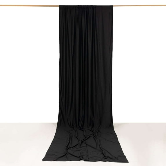 Efavormart Black Scuba Polyester Backdrop Drape Curtain, Inherently Flame Resistant Event Divider Panel Wrinkle Free With Rod Pockets - 5ftx14ft