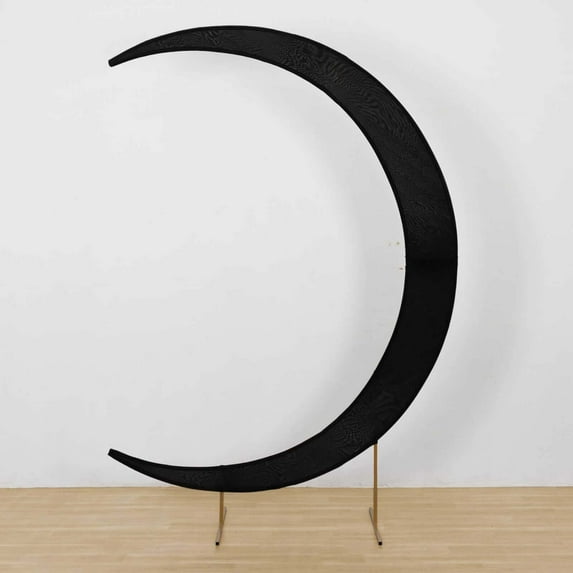 Efavormart Black Spandex Crescent Moon Chiara Backdrop Stand Cover, Custom Fitted Wedding Arch Cover - 7.5ft