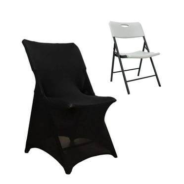 Efavormart Black Stretch Spandex Lifetime Folding Chair Cover, Premium Fitted Chair Cover With Foot Pockets