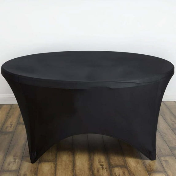 Efavormart Black Stretchy Spandex Round Fitted Tablecloth 60" Round 8-seated Table for Weddings, Birthdays, Party, Banquet, Kitchen Table Decorations