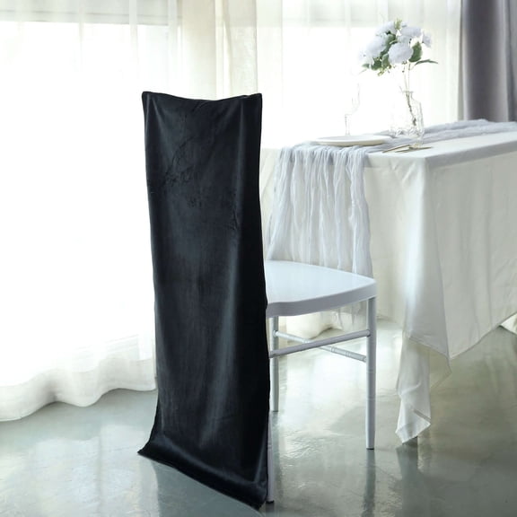Efavormart Black Velvet Chiavari Chair Slipcover, Solid Back Wedding Chair Cover Cap