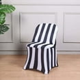 thumbnail image 1 of Efavormart Black & White 2" Striped Spandex Stretch Fitted Folding Chair Cover With Foot Pockets - 160GSM Premium Spandex, 1 of 10