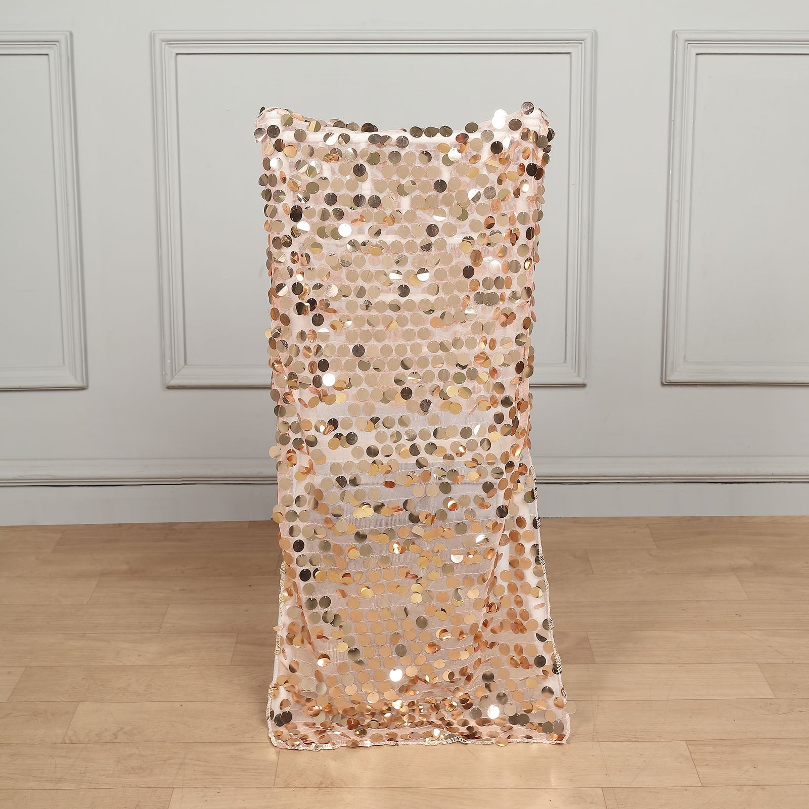 Efavormart Blush/Rose Gold Big Payette Sequin Chiavari Chair Slipcover ...