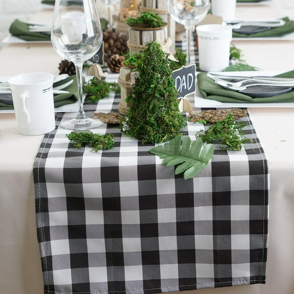 Efavormart Buffalo Plaid Table Runner | Black / White | Gingham Polyester Checkered Table Runner