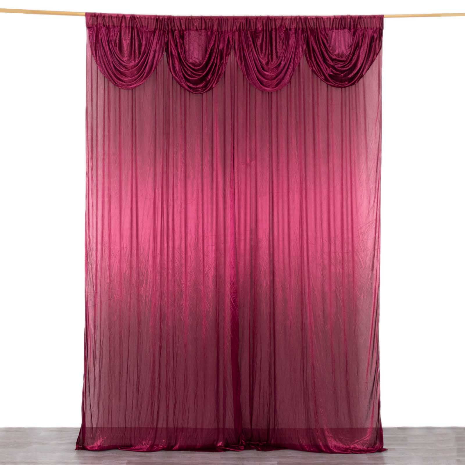 Efavormart Burgundy Double Drape Pleated Satin Wedding Photo Backdrop ...