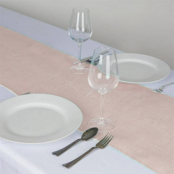 Efavormart CHAMBURY CASA Fine Rustic Burlap Table Top Runner For Wedding Decor Fit Rectangle and Round Table - Blush