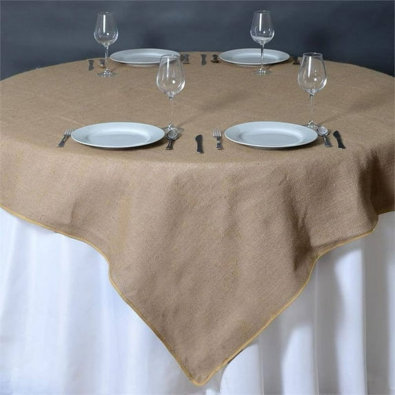 Efavormart CHAMBURY CASA Fine Rustic Burlap Tablecloth/Square Tablecloth Overlay 72" x 72" Natural Tone Square Tablecloth Cover