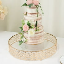 Efavormart Cake Stand in Gold Baroque Ornate with Glass Top, Round Dessert Display Tray - 18"