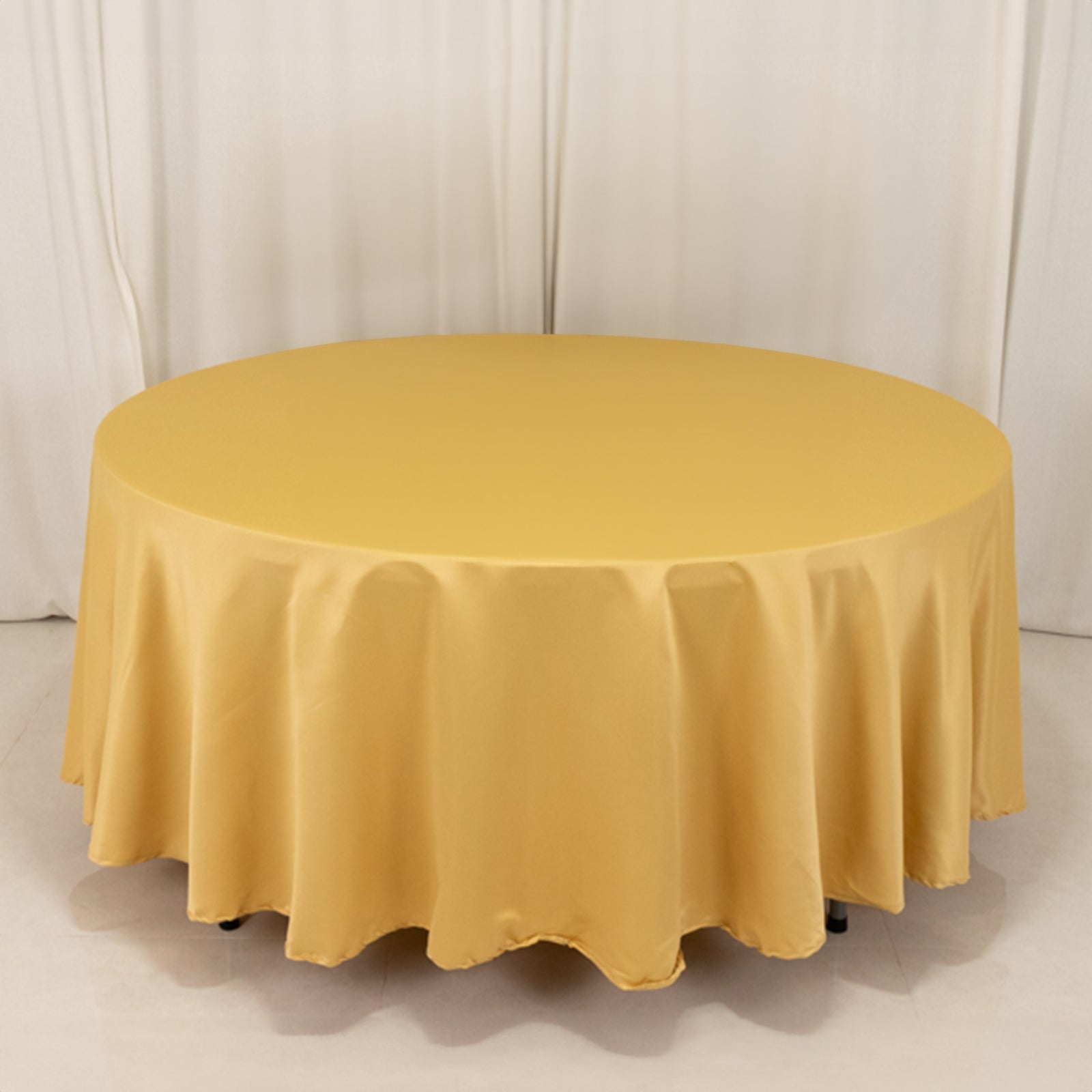 Gold Polyester 108" Round Tablecloth for Elegant Events