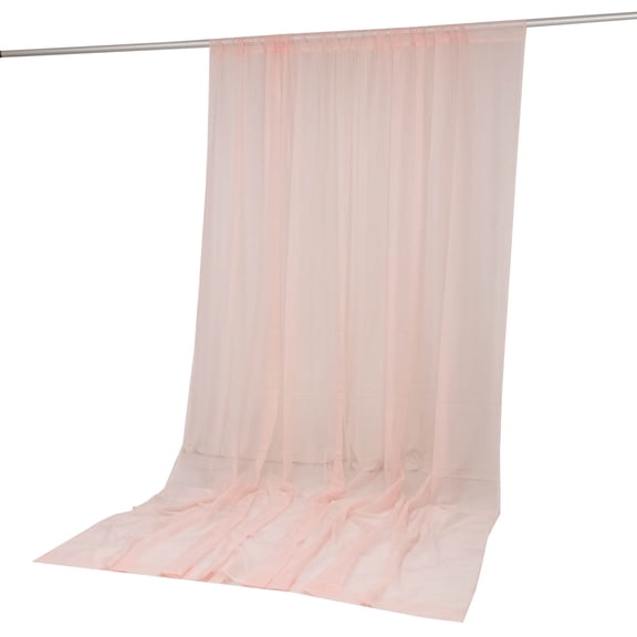 Efavormart Chiffon Backdrop Curtain Panel 10ft x 12ft – Blush Durable Flame Resistant Sheer Draping Fabric with Rod Pocket