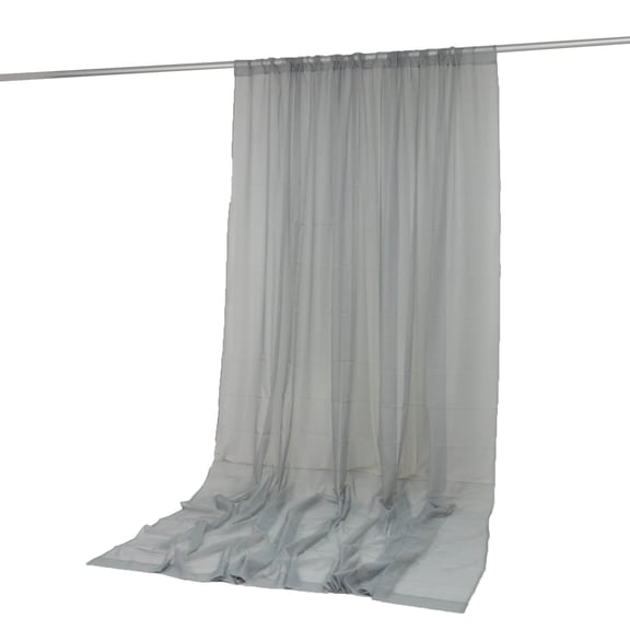Efavormart Chiffon Backdrop Curtain Panel 10ft x 12ft – Silver Durable Flame Resistant Sheer Draping Fabric with Rod Pocket