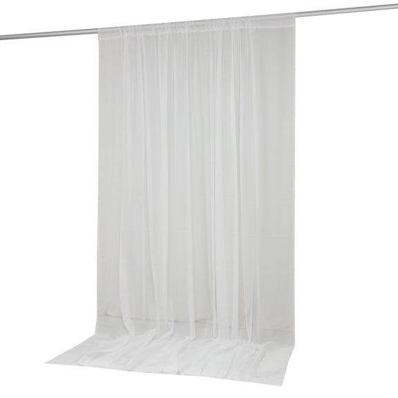 Efavormart Chiffon Backdrop Curtain Panel 10ft x 12ft – White Durable Flame Resistant Sheer Draping Fabric with Rod Pocket