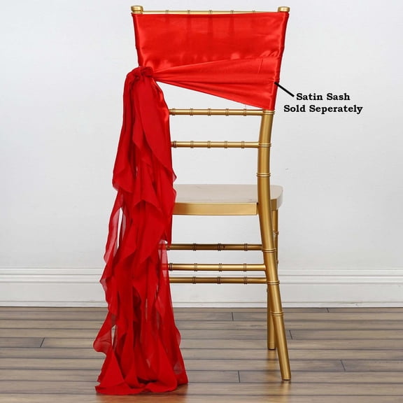 Efavormart Chiffon Red Curly Chair Sashes