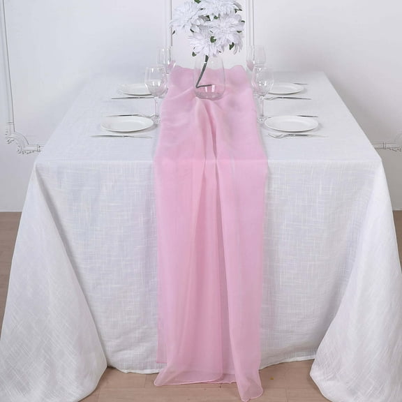 Efavormart Chiffon Table Runner 6FT Pink - Lightweight Table Linen