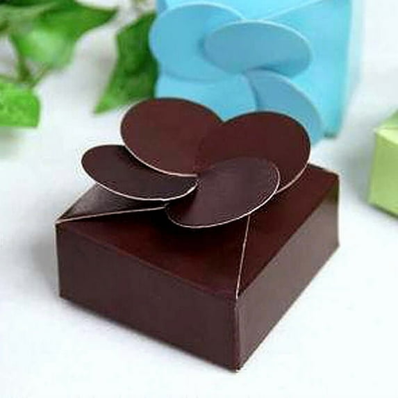 Efavormart Chocolate Petal Top Favor Box for Candy Treat Gift Wrap Box Party Favor Boxes for Bridal Shower Wedding Party -100pc