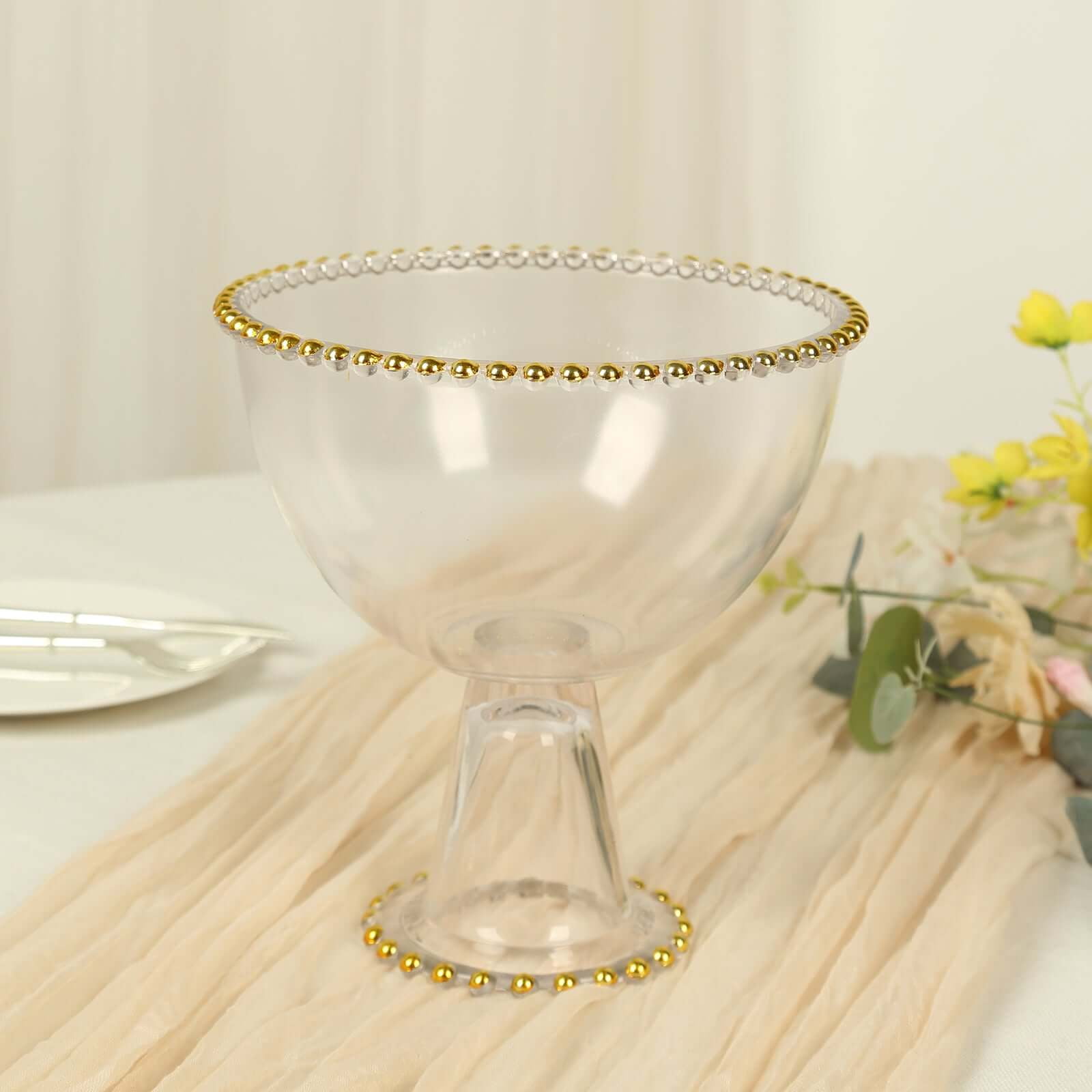 Efavormart Clear Compote Pedestal Bowl Glass Flower Vase With Gold ...