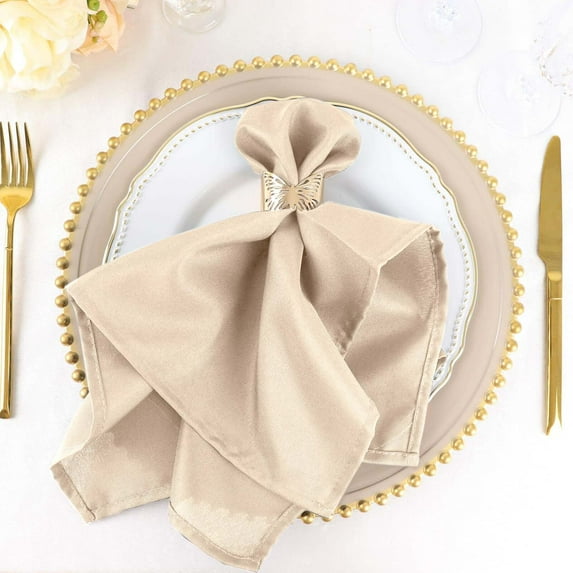 Efavormart Cloth Napkins Set of 10, 20x20 Inch Nude Beige Seamless Dinner Napkins, Washable Linen Table Napkin Cloth with Hemmed Edges for Weddings, Party and Banquet
