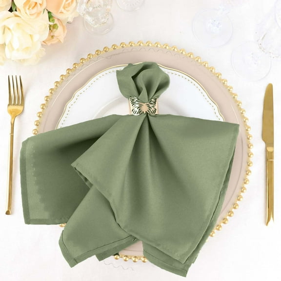 Efavormart Cloth Napkins Set of 100, 17x17  Inch Eucalyptus Dusty Sage Seamless Dinner Napkins, Washable Linen Table Napkin Cloth with Hemmed Edges for Weddings, Party and Banquet