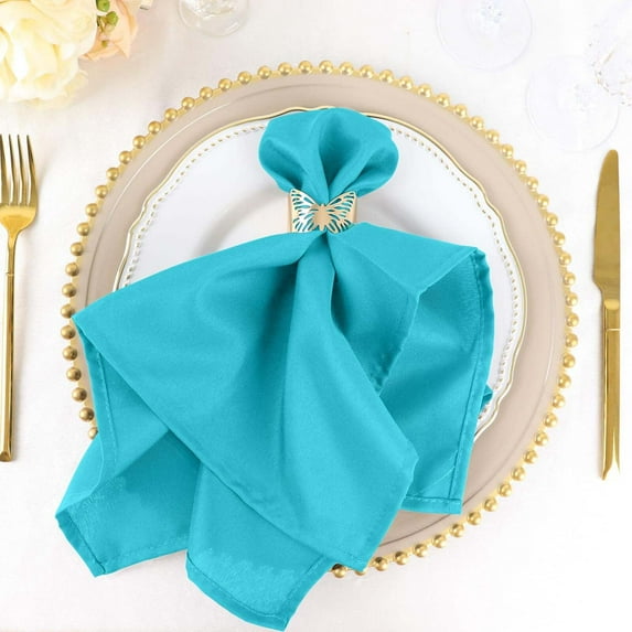 Efavormart Cloth Napkins Set of 100, 20x20 Inch Turquoise Seamless Dinner Napkins, Washable Linen Table Napkin Cloth with Hemmed Edges for Weddings, Party and Banquet
