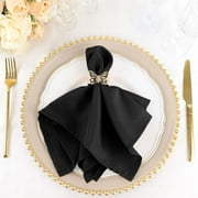 Efavormart Cloth Napkins Set of 5, 17x17 Inch Black Seamless Dinner Napkins, Washable Linen Table Napkin Cloth with Hemmed Edges for Weddings, Party and Banquet