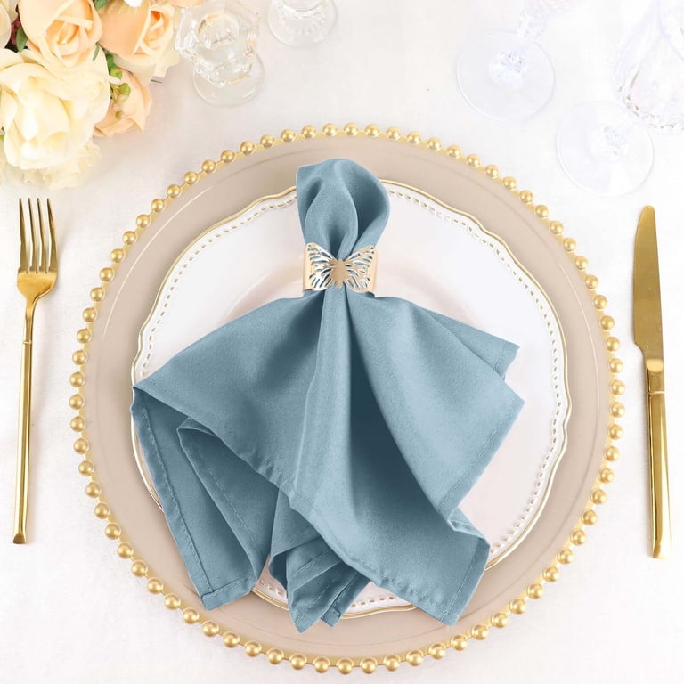 Revdomfly Satin Cloth Napkins 12 Pack - 20x20 Inch Reusable Table Napkins For Wedding, Party, Dinner (Baby Blue)