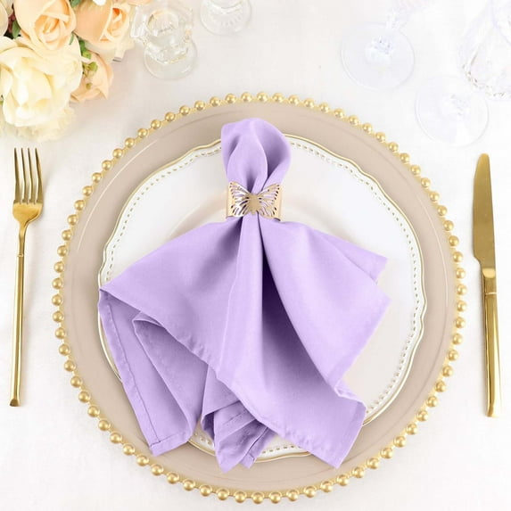 Efavormart Cloth Napkins Set of 5, 17x17 Inch Lavender Seamless Dinner Napkins, Washable Linen Table Napkin Cloth with Hemmed Edges for Weddings, Party and Banquet