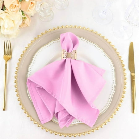 Efavormart Cloth Napkins Set of 5, 17x17 Inch Pink Seamless Dinner Napkins, Washable Linen Table Napkin Cloth with Hemmed Edges for Weddings, Party and Banquet