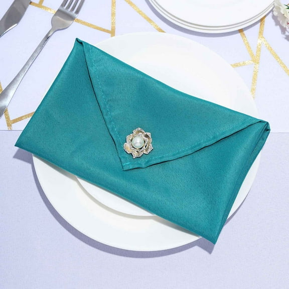 Efavormart Cloth Napkins Set of 5, 17x17 Inch Teal Green Seamless Dinner Napkins, Washable Linen Table Napkin Cloth with Hemmed Edges for Weddings, Party and Banquet