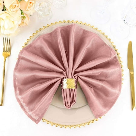 Efavormart Cloth Napkins Set of 5, 20x20 Inch Dusty Rose Seamless Dinner Napkins, Washable Linen Table Napkin Cloth with Hemmed Edges for Weddings, Party and Banquet